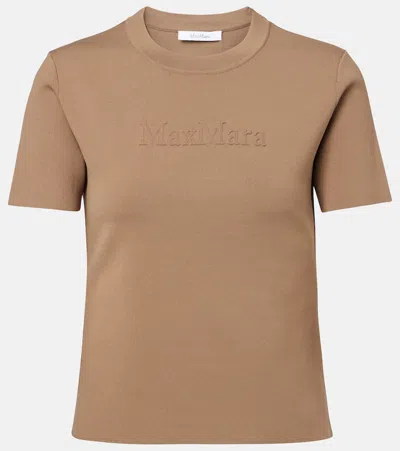 Max Mara Hazelnut-coloured T-shirt In Viscose Crêpe In Brown