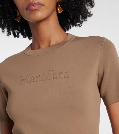 Max Mara Hazelnut-coloured T-shirt In Viscose Crêpe In Brown