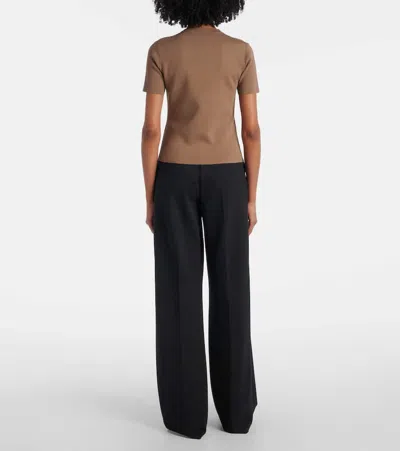Max Mara Hazelnut-coloured T-shirt In Viscose Crêpe In Brown