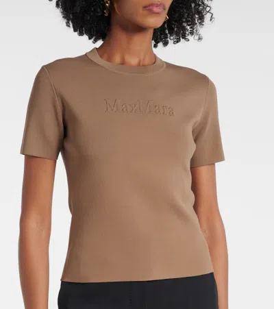 Max Mara Hazelnut-coloured T-shirt In Viscose Crêpe In Brown