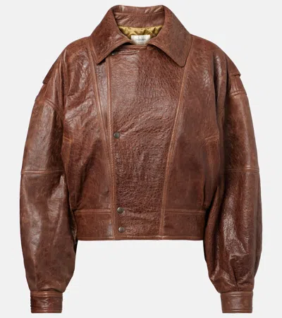 Saint Laurent Collared Bomber Jacket Featuring Front Pockets In Brown