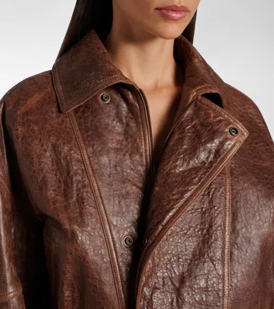 Saint Laurent Collared Bomber Jacket Featuring Front Pockets In Brown