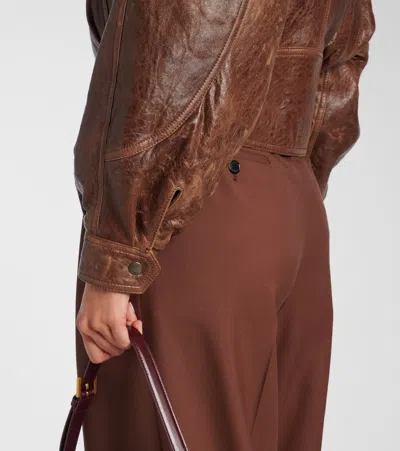 Saint Laurent Collared Bomber Jacket Featuring Front Pockets In Brown