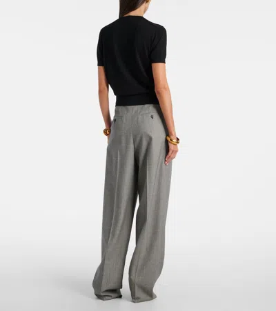 Saint Laurent Solid Wool Knit Sweater In Black
