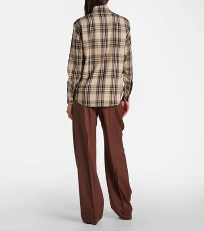 Saint Laurent Cassandre Check Shirt Oversized Tie Collar In Multi