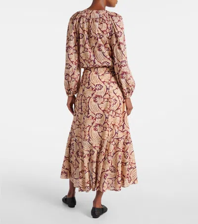 SABINA印花棉质混纺加长半身裙