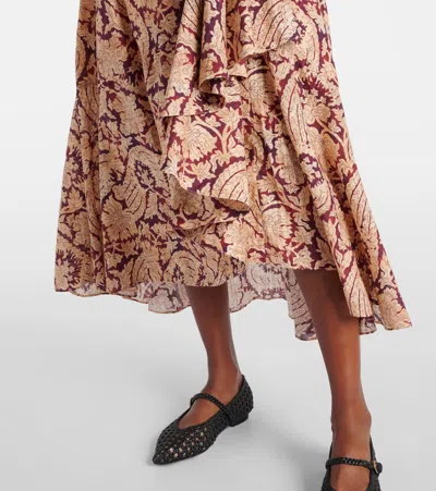 SABINA印花棉质混纺加长半身裙