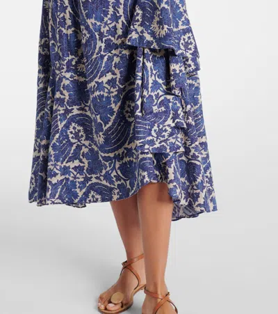 Ulla Johnson Sabina Printed Cotton-blend Maxi Skirt In Blue