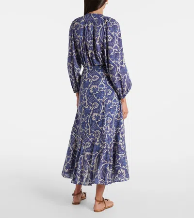 Ulla Johnson Sabina Printed Cotton-blend Maxi Skirt In Blue