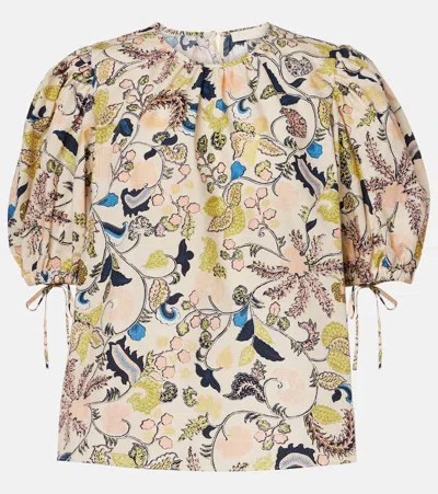 Ulla Johnson Coralie Short Sleeve Blouse Magnolia In Multi
