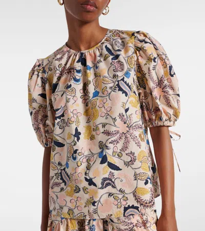 Ulla Johnson Coralie Short Sleeve Blouse Magnolia In Multi