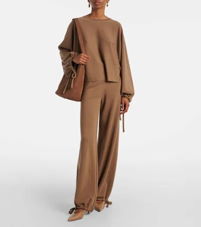 Max Mara Nigeria Wool Wide-leg Pants In Brown