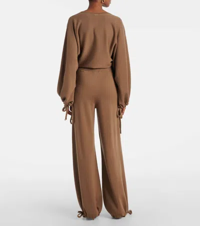 Max Mara Nigeria Wool Wide-leg Pants In Brown