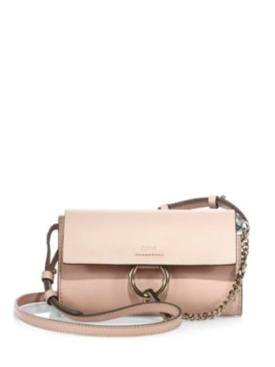 Chloé Mini Faye Leather Shoulder Bag In Cement Pink