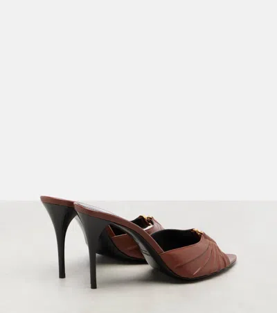 Saint Laurent 90mm Babylone Leather Heeled Sandals In Burgundy