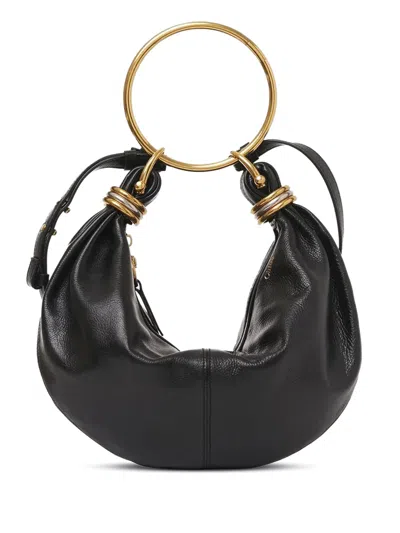 Chloé Women Small Bracelet Hobo Bag In Grained Leather In Black