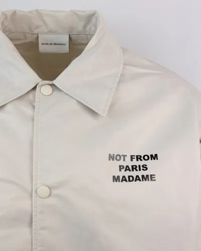Drôle De Monsieur Beige Slogan Jacket In Neutral