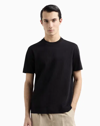 Emporio Armani Official Store Jersey T-shirt With Jacquard Logo