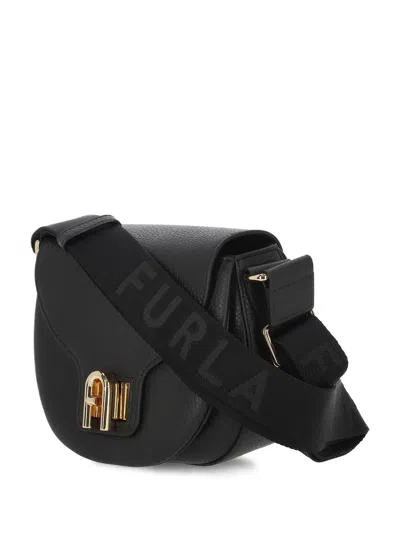 Furla Lotus Leather Crossbody Bag In Black