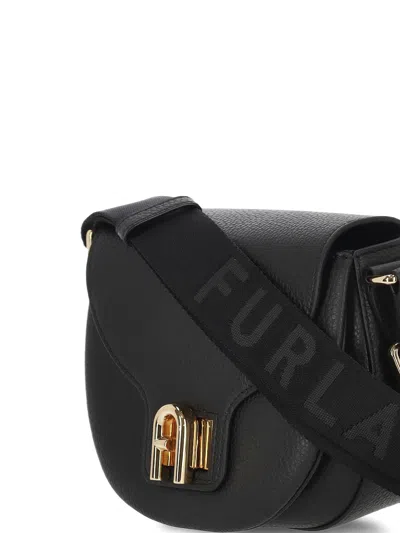 Furla Lotus Leather Crossbody Bag In Black