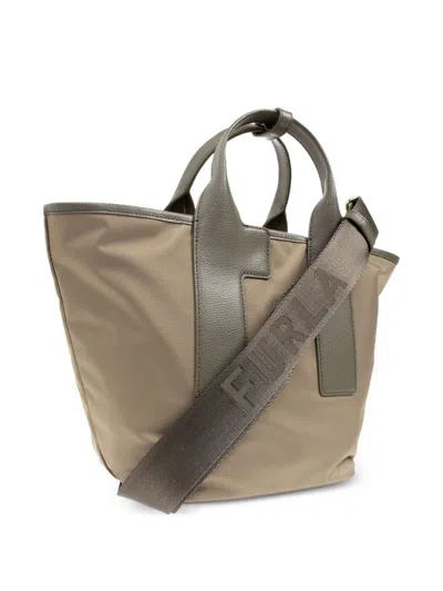 Furla Piuma Color Block Recycled Nylon Bag In Brown