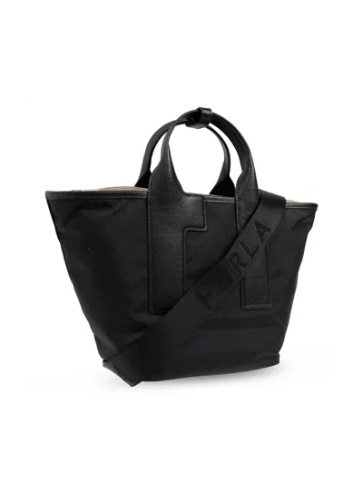 Furla Piuma Recycled Nylon Color Block Bag In Black