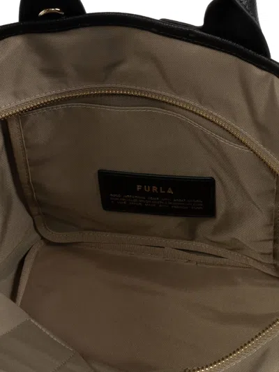 Furla Piuma Recycled Nylon Color Block Bag In Black