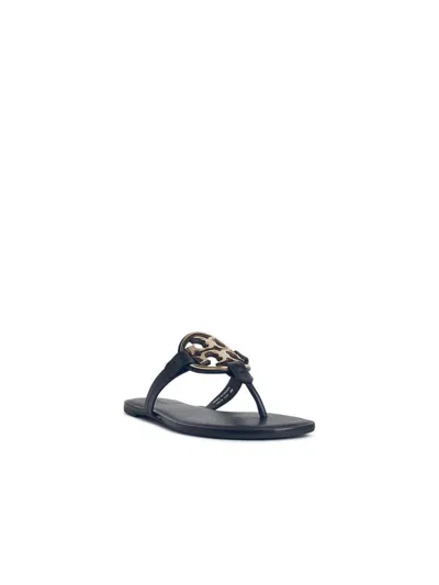 Tory Burch Miller Leather Flats Sandals In Black
