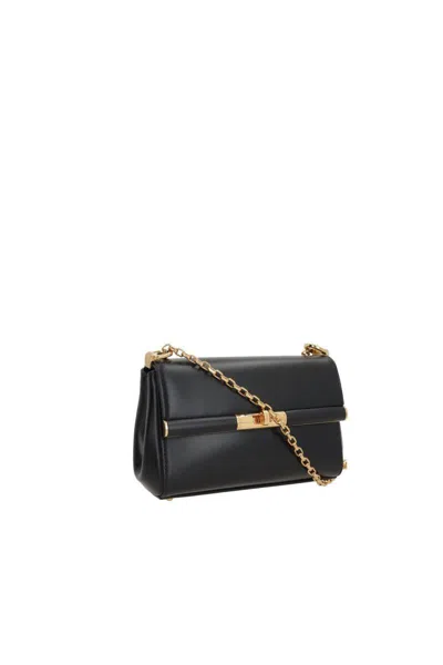 Dolce & Gabbana Marlene Black Shoulder Bag With Twist Lock In Leather Woman