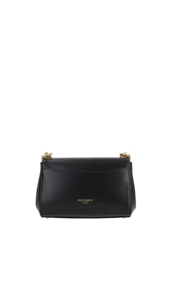 Dolce & Gabbana Marlene Black Shoulder Bag With Twist Lock In Leather Woman