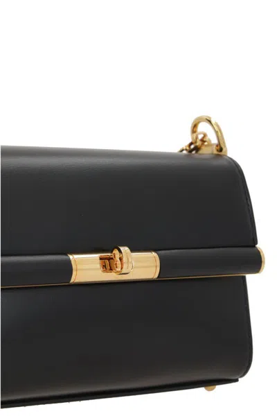 Dolce & Gabbana Marlene Black Shoulder Bag With Twist Lock In Leather Woman
