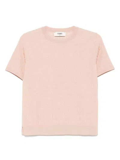 Fendi Peach Crewneck Cropped T-shirt