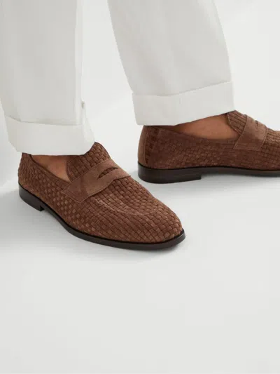 Brunello Cucinelli Suede Loafer With Interwined Motif
