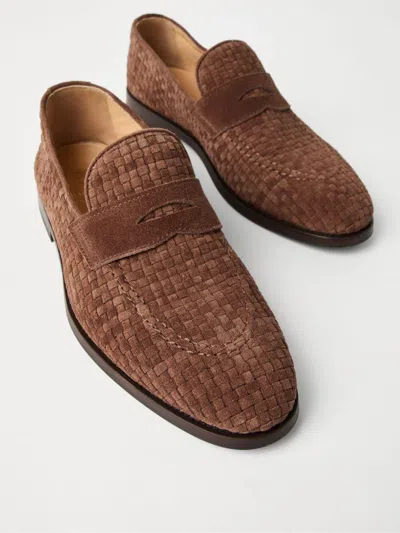 Brunello Cucinelli Suede Loafer With Interwined Motif