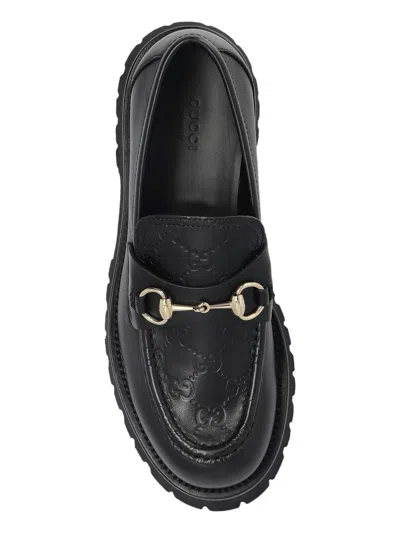 Gucci Black Calf Leather Loafers With Clamp In Black