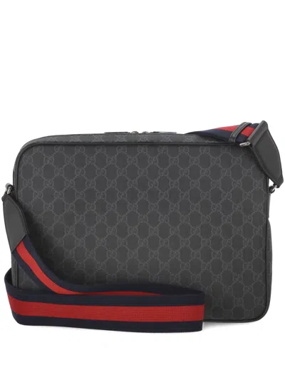 Gucci Black Gg Supreme Fabric Shoulder Bag Men In Black