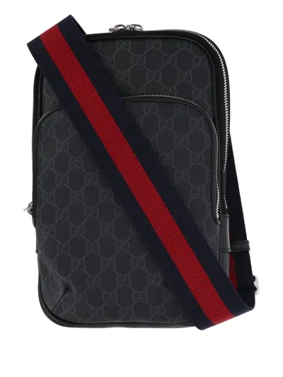 Gucci Gg Supreme Leather Crossbody Bag In Black