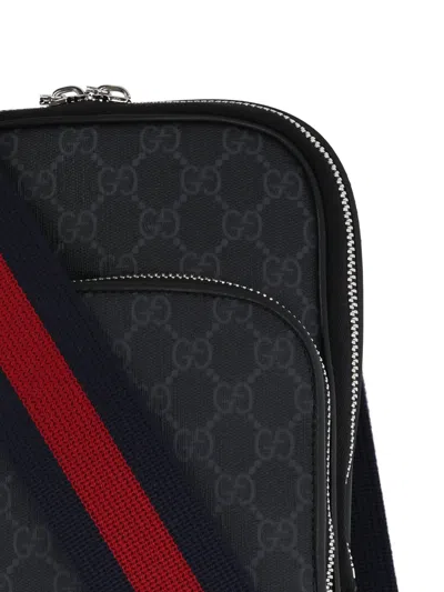Gucci Gg Supreme Leather Crossbody Bag In Black