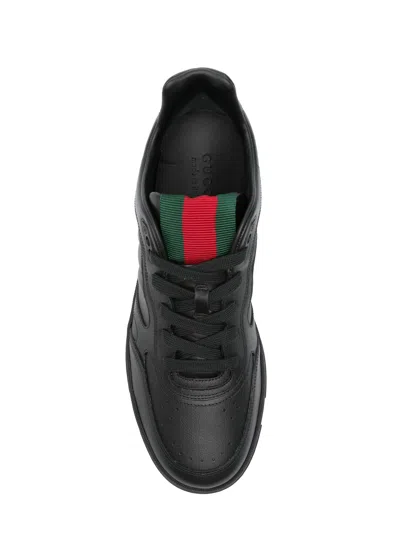 Gucci Re Web Black Lace Up Sneakers In Black