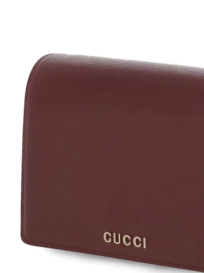 Gucci Chain Strap Wallet With Removable Shoulder In Brown