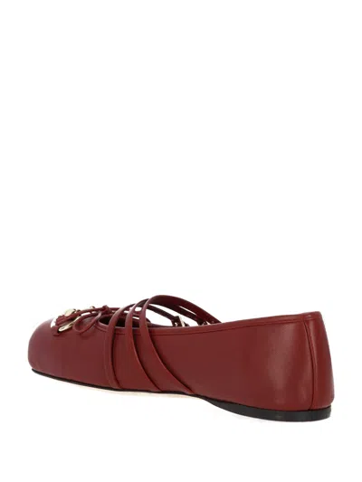 Gucci Lamb Leather Strappy Ballerinas In Red