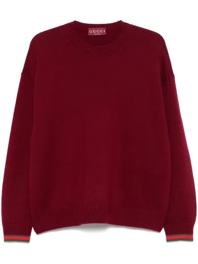 Gucci Wool Cashmere Crewneck Sweater In Red