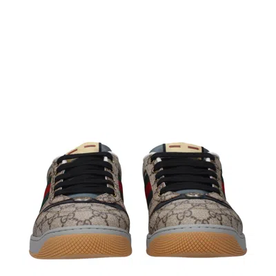 Gucci Sneakers Screener Men Beige/ebano Fabric And Other Textile Materials In Brown
