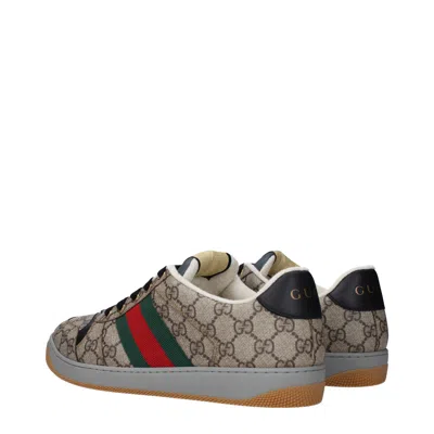 Gucci Sneakers Screener Men Beige/ebano Fabric And Other Textile Materials In Brown