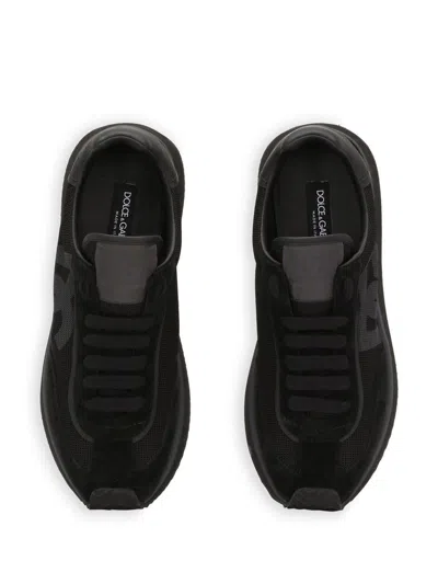 Dolce & Gabbana Low Top Sneakers Featuring Suede Accents In Black