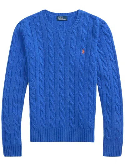 Polo Ralph Lauren Blu Porto Melange Wool And Cashmere Braided Sweater In Blue