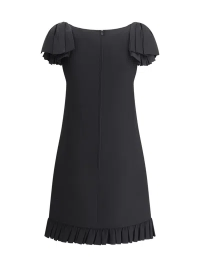 Valentino Boat Neckline Mini Dress With Shoulder Bows In Black