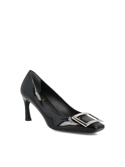 Roger Vivier Belle Vivier T.70 Black Calfskin Pumps With Metal Buckle In Black