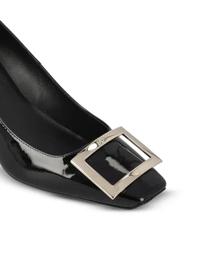 Roger Vivier Belle Vivier T.70 Black Calfskin Pumps With Metal Buckle In Black