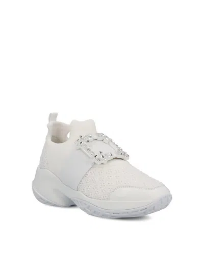 Roger Vivier Viv Crystal Buckle Slip-on Sneaker In White